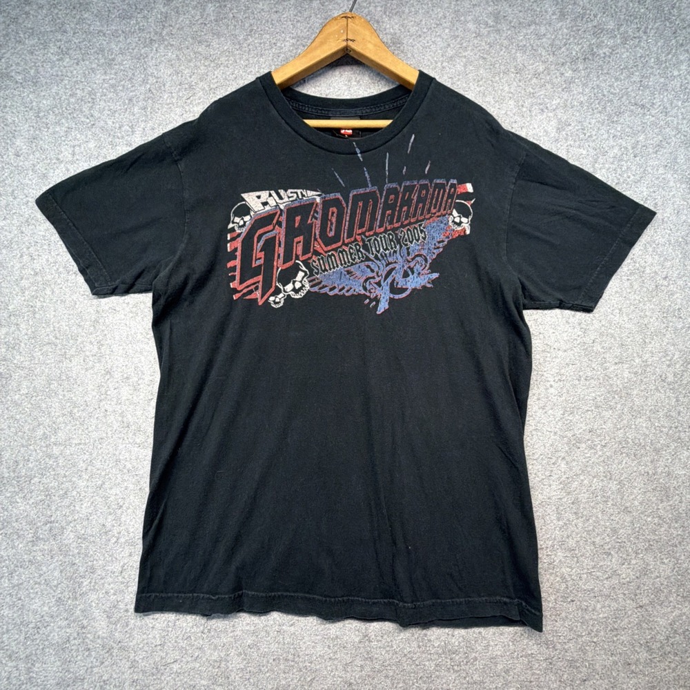Vintage Rusty Black Tee Shirt Large Surf Skate Made In USA Y2K
